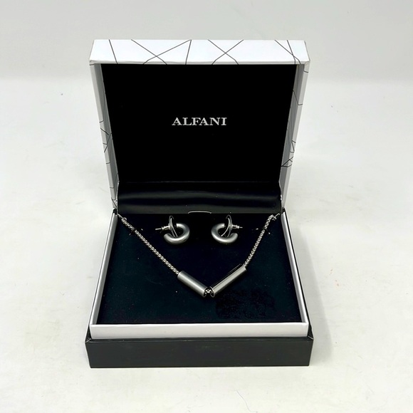 Alfani Tubular Bead Collar Necklace‎ & Huggie Hoop Earrings Set - Picture 1 of 4